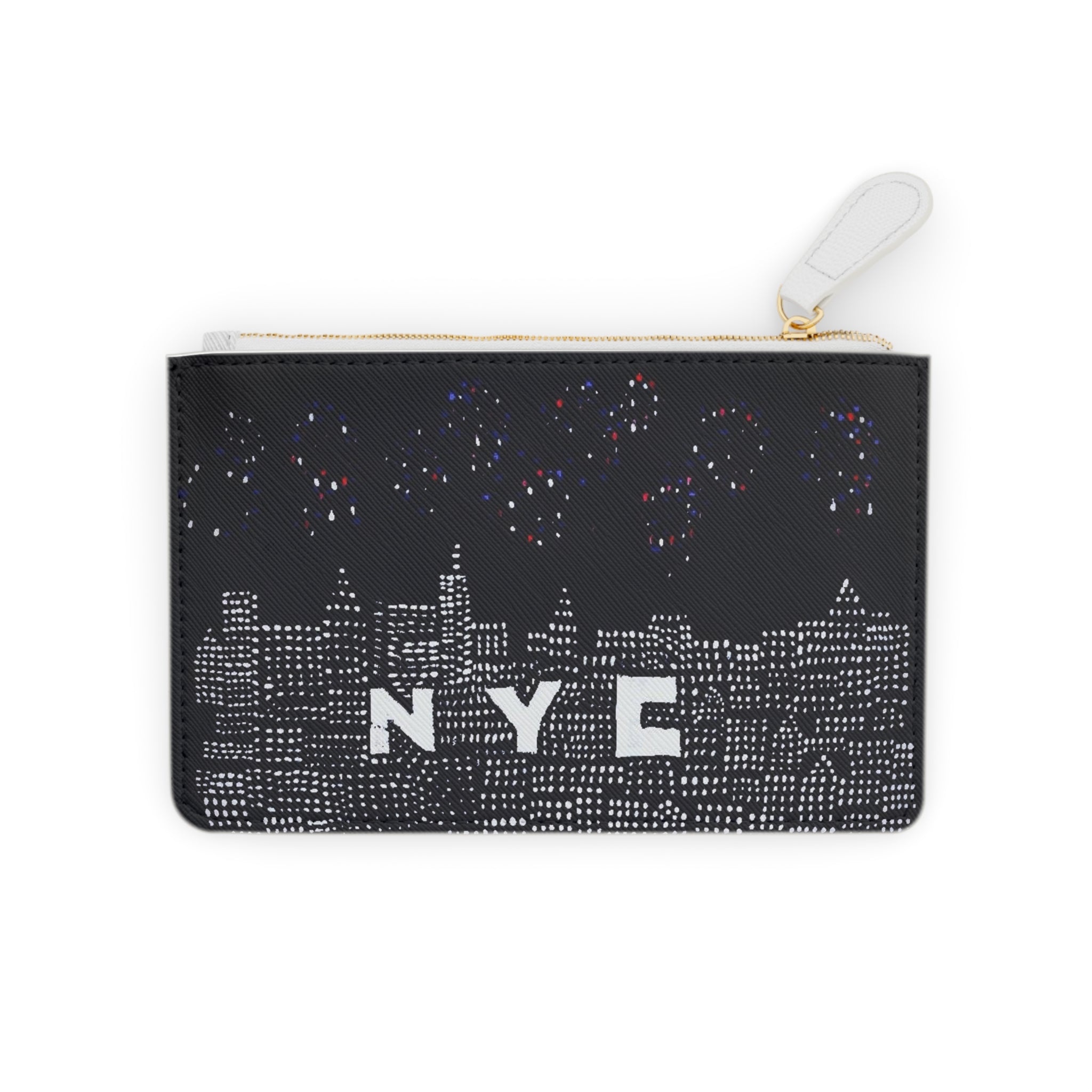 NYC Night Skyline Mini Clutch — Sparkling Cityscape Zipper Pouch