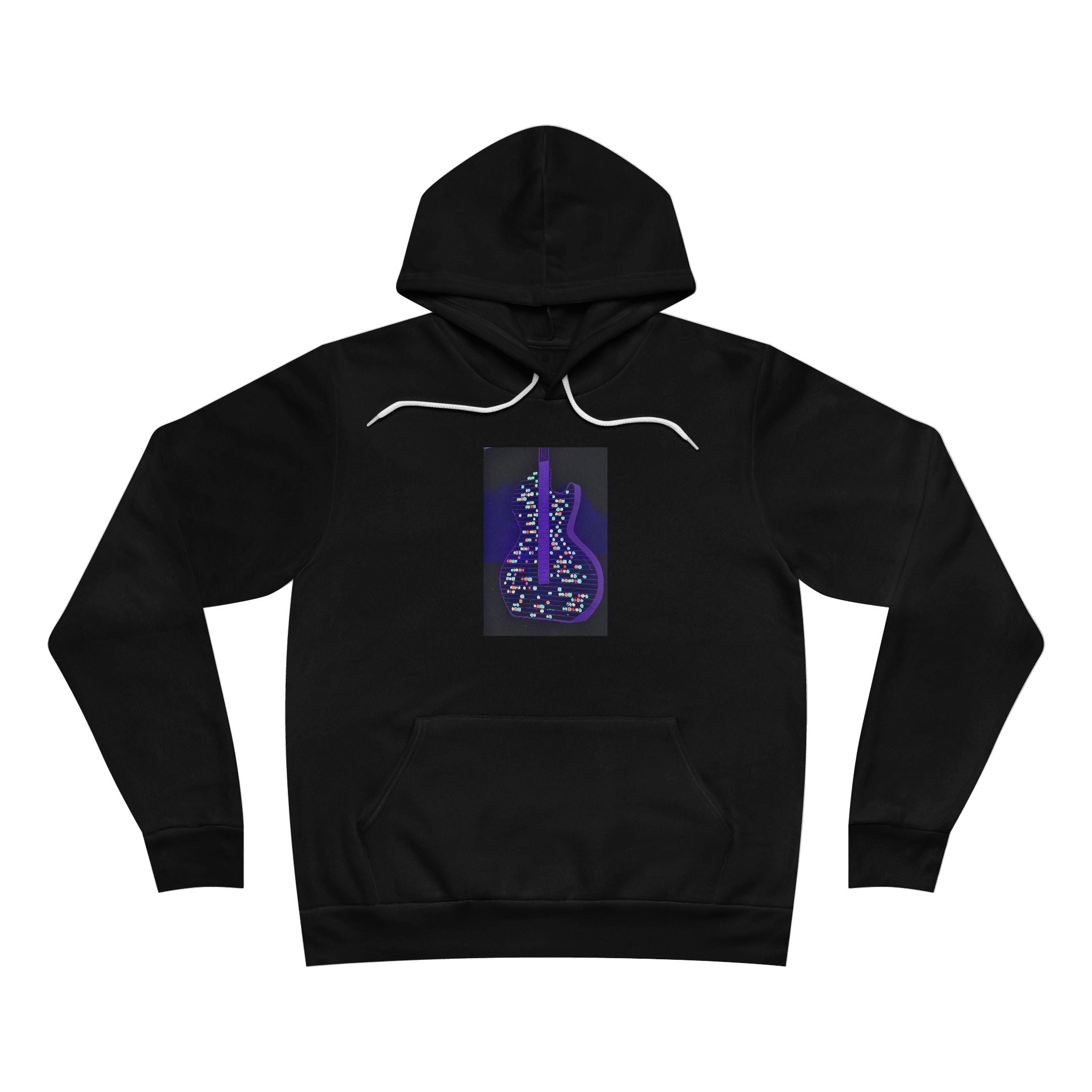 Electric Guitar Hoodie - Neon Purple Music Note Pullover