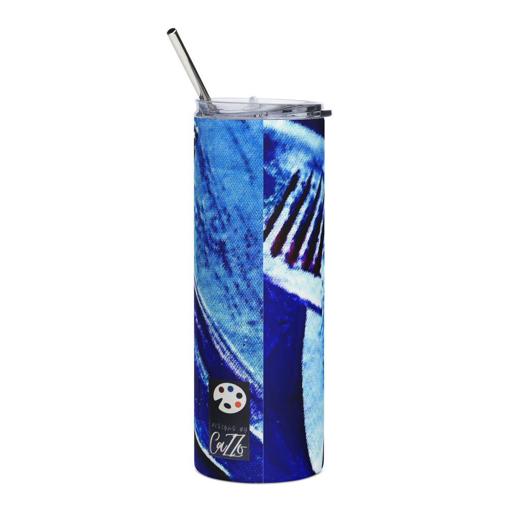 SHARK WEEK 20oz Stainless Steel Tumbler — "Beneath the Surface" Blue
