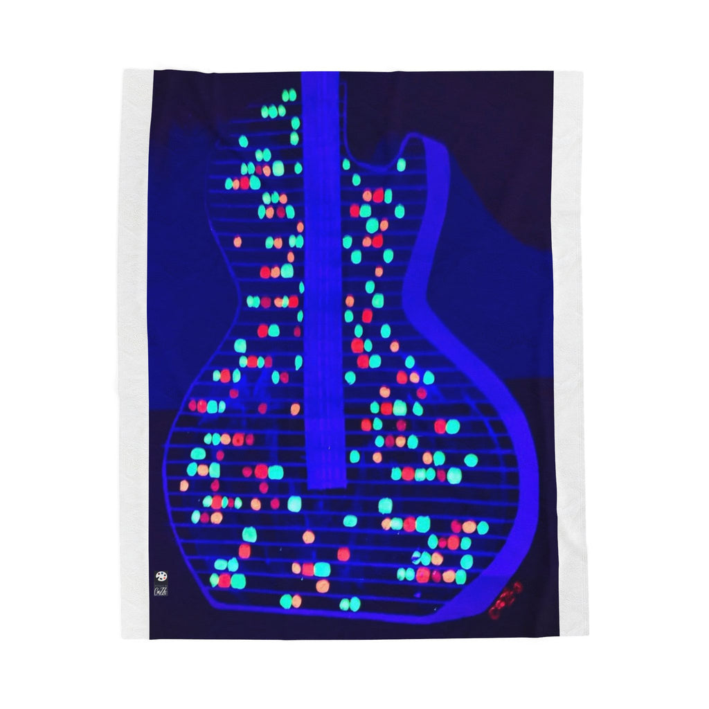 ALL AMERICAN GUITAR  Velveteen Plush Blanket — NEON (BLUE)
