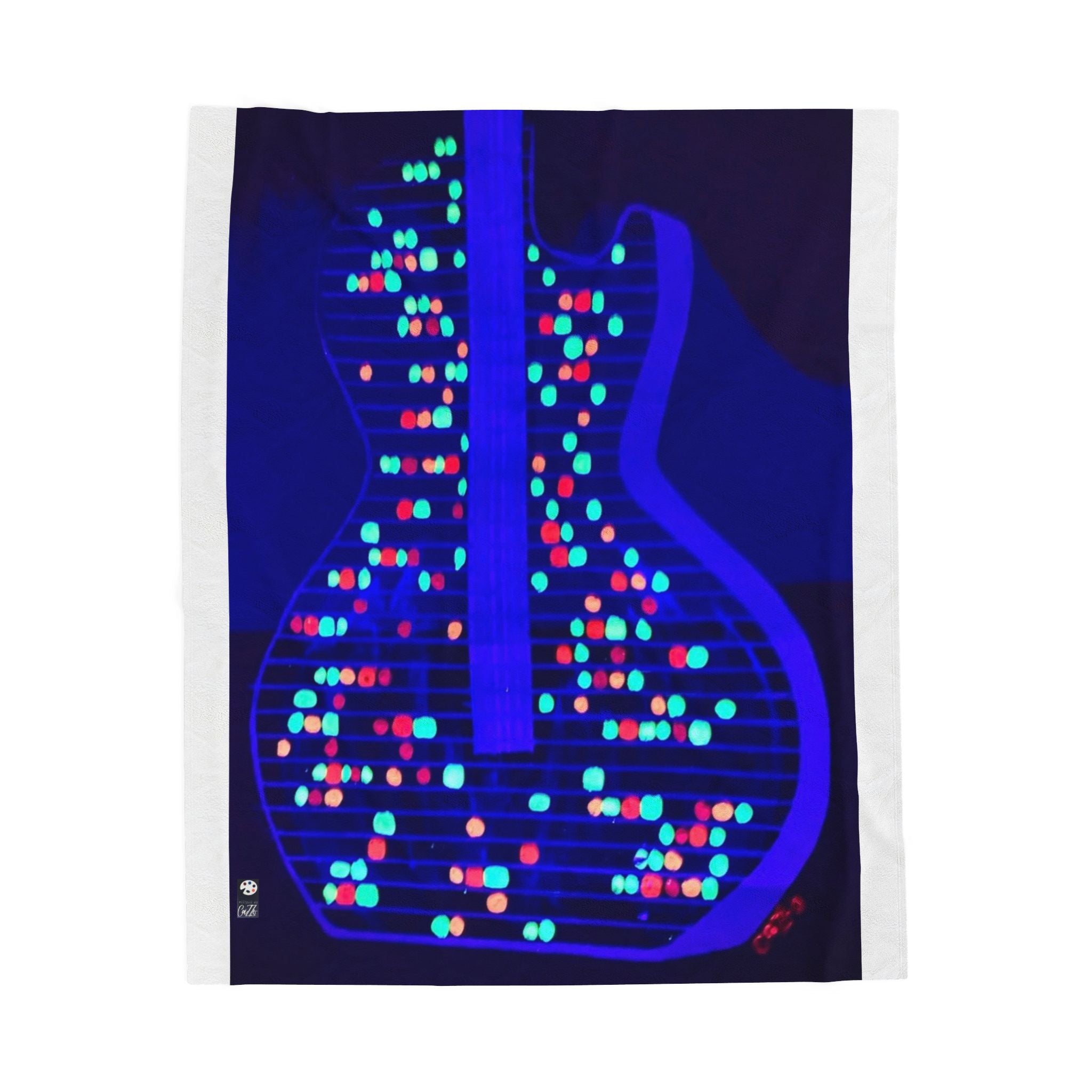 ALL AMERICAN GUITAR  Velveteen Plush Blanket — NEON (BLUE)