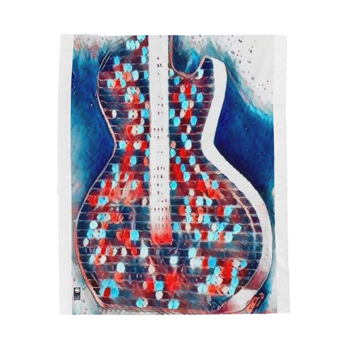 "ALLAMERICAN GUITAR"  Velveteen Plush Blanket — RED WHITE BLUE