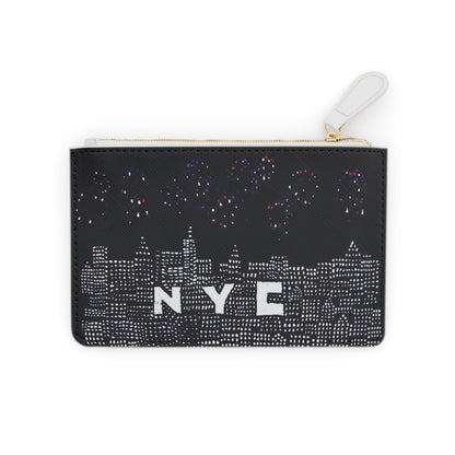 NYC Night Skyline Mini Clutch — Sparkling Cityscape Zipper Pouch