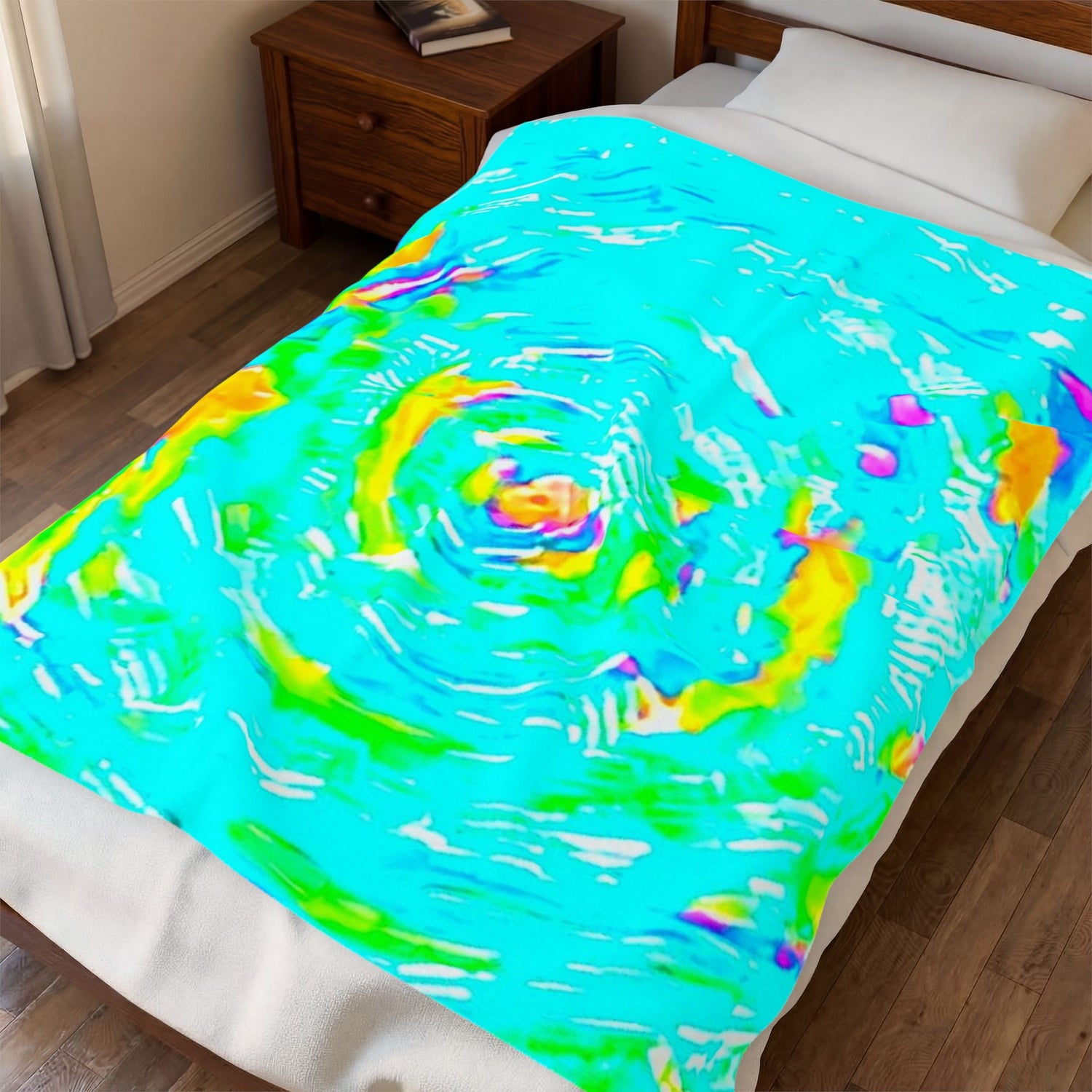 "HURRICANE"  Velveteen Plush Blanket — TEAL