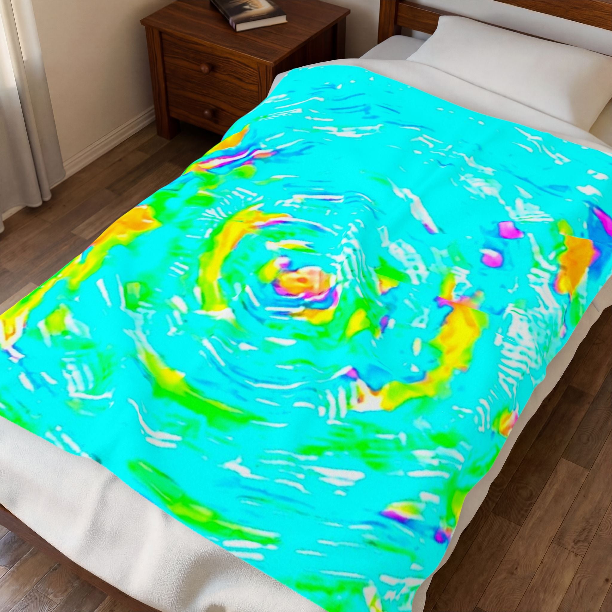 "HURRICANE"  Velveteen Plush Blanket — TEAL