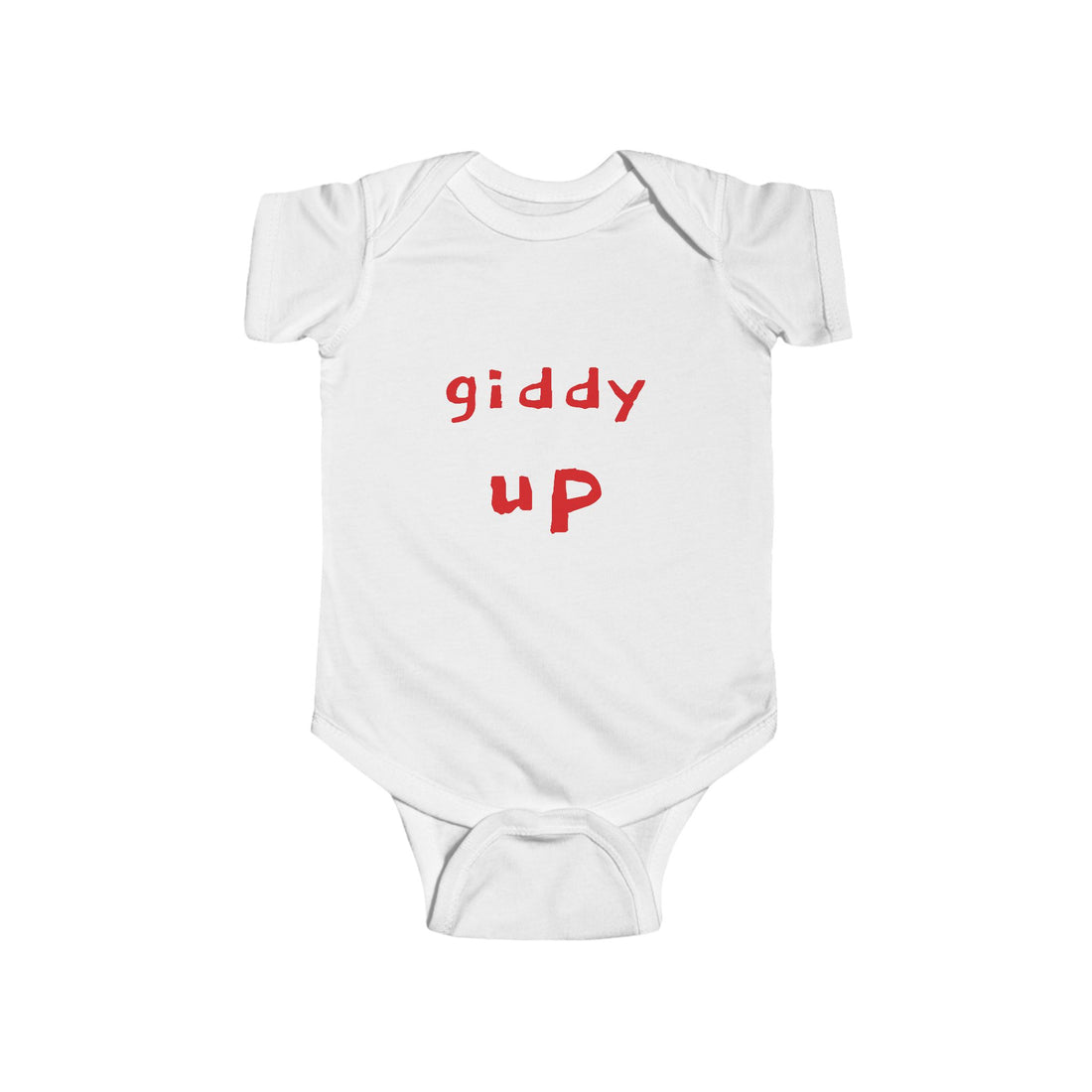 Giddy Up Infant Bodysuit – Cute Red Typography Baby Onesie