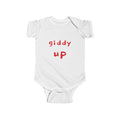 Giddy Up Infant Bodysuit – Cute Red Typography Baby Onesie