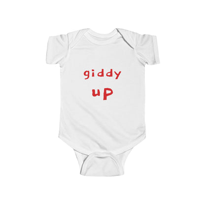 Giddy Up Infant Bodysuit – Cute Red Typography Baby Onesie