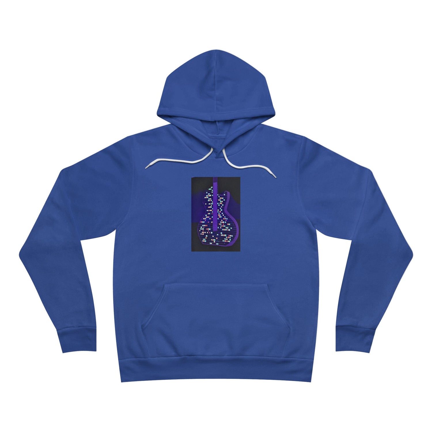 Electric Guitar Hoodie - Neon Purple Music Note Pullover