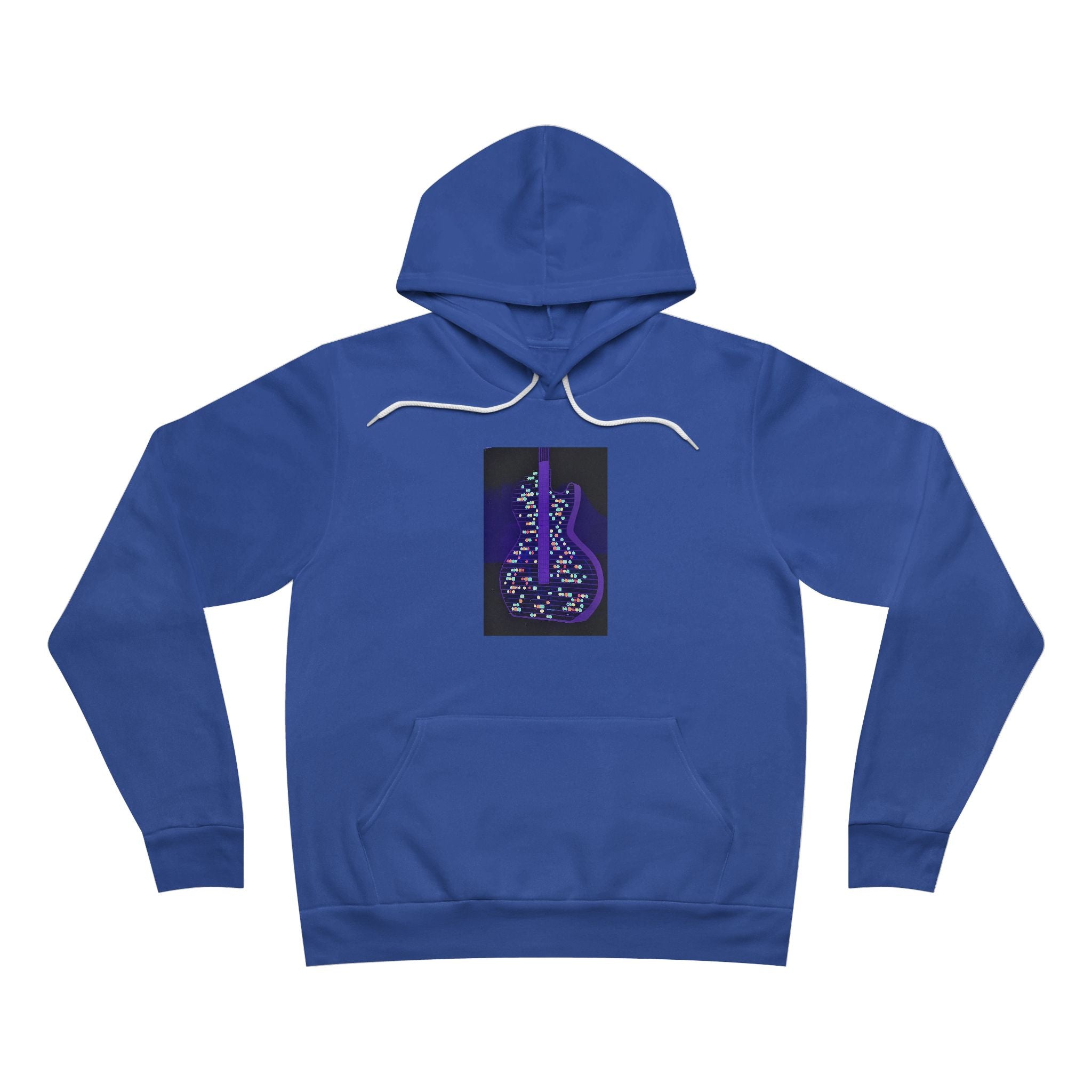 Electric Guitar Hoodie - Neon Purple Music Note Pullover