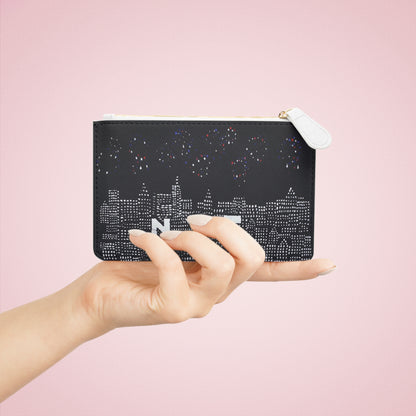 NYC Night Skyline Mini Clutch — Sparkling Cityscape Zipper Pouch