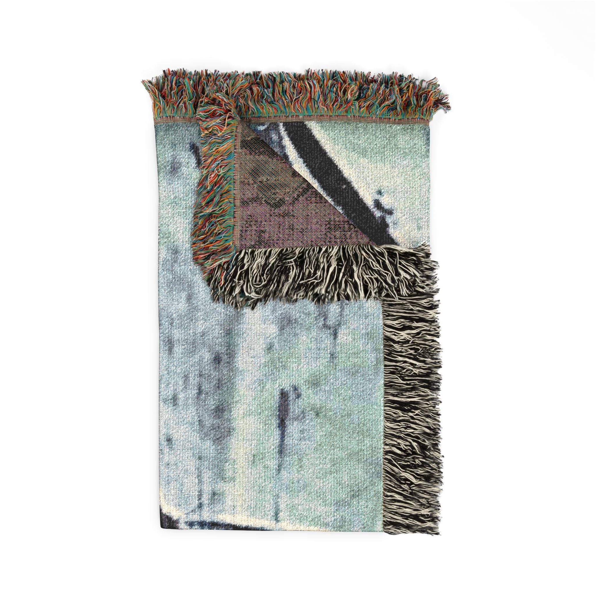 SHARK WEEK Woven Throw Blanket — Beneath the Surface - Blue steel