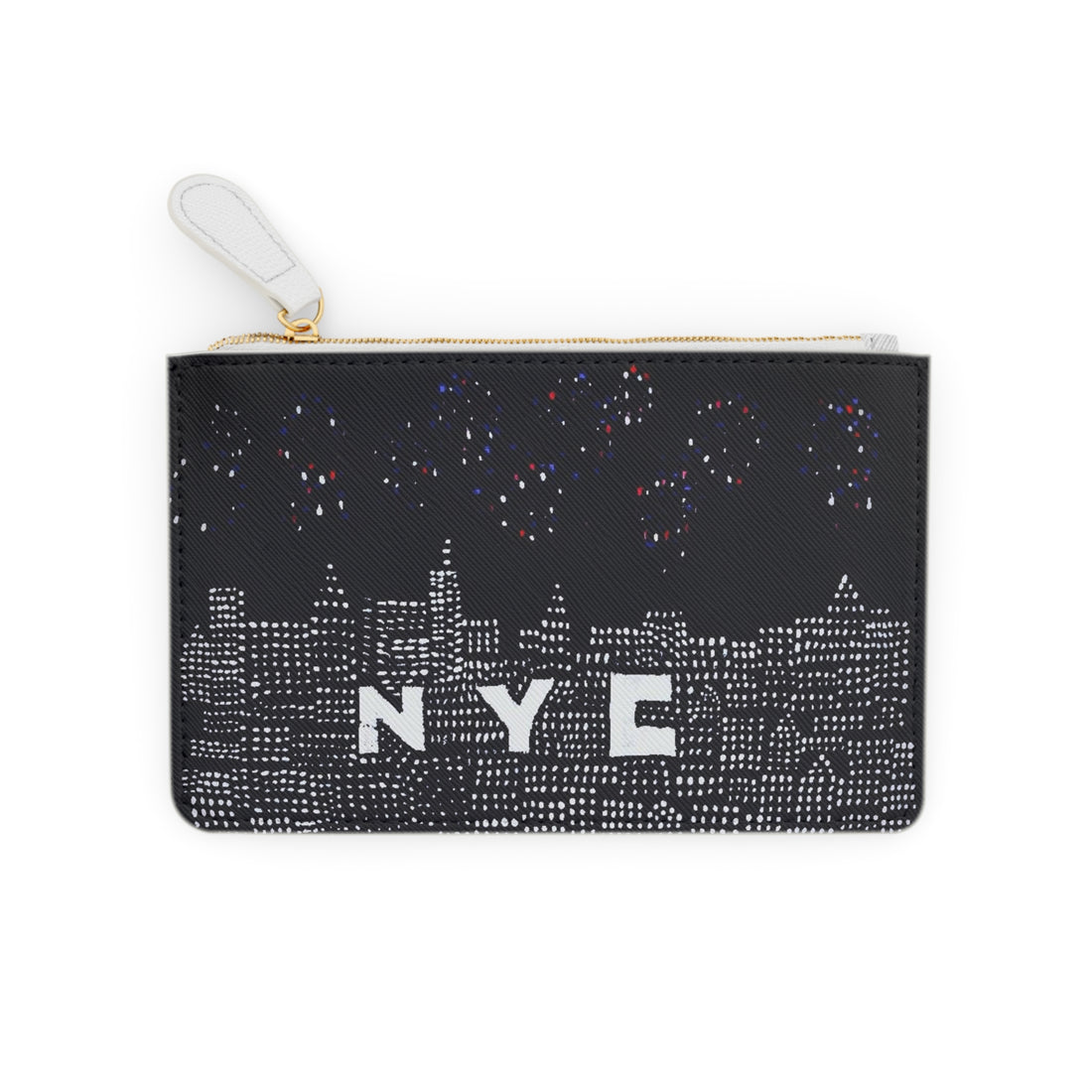 NYC Night Skyline Mini Clutch — Sparkling Cityscape Zipper Pouch
