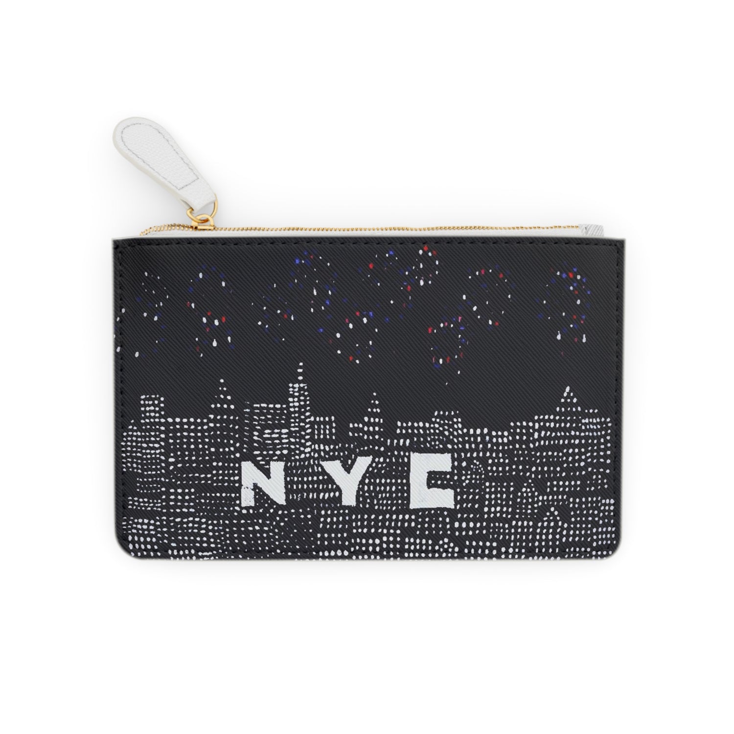 NYC Night Skyline Mini Clutch — Sparkling Cityscape Zipper Pouch