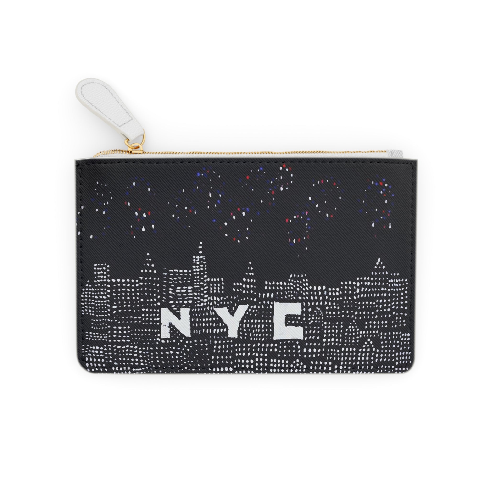 NYC Night Skyline Mini Clutch — Sparkling Cityscape Zipper Pouch