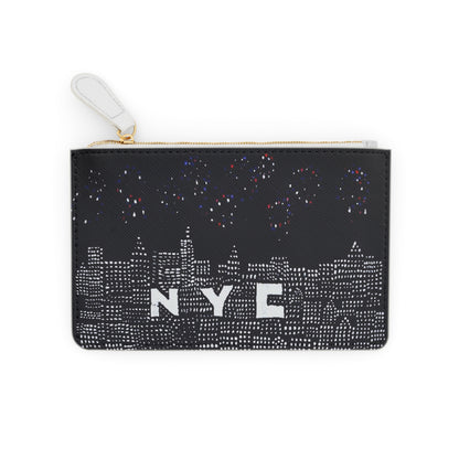 NYC Night Skyline Mini Clutch — Sparkling Cityscape Zipper Pouch