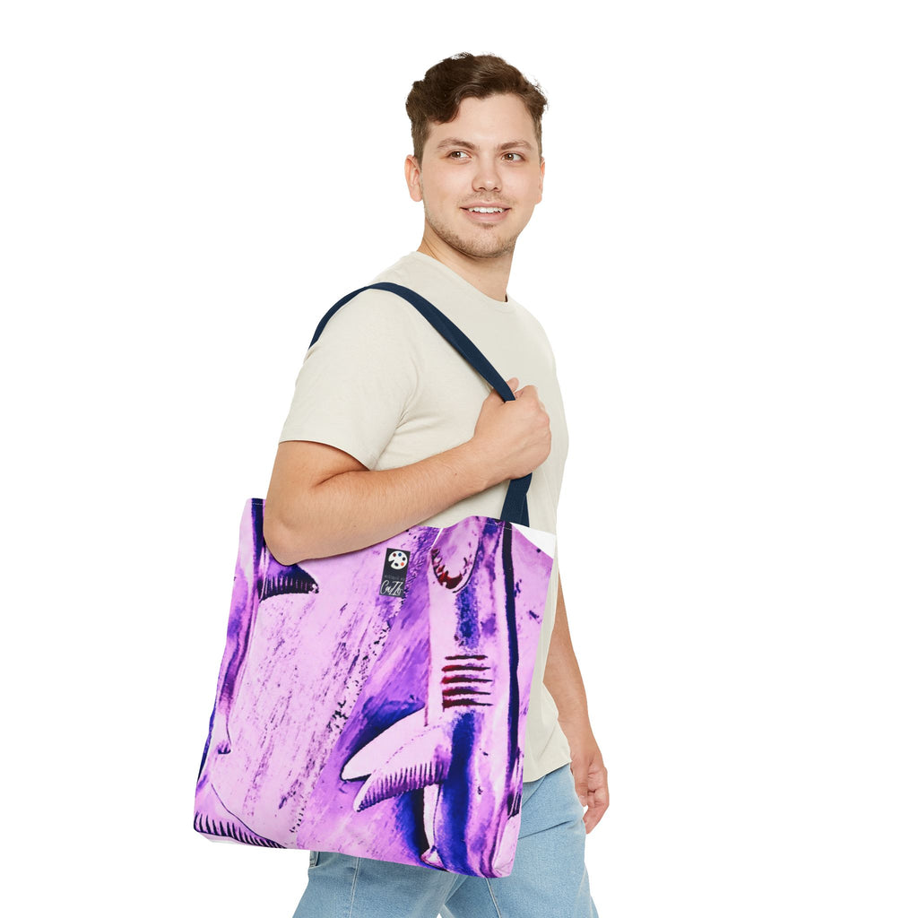 SHARK WEEK TOTE "Beneath the Surface" Purple | 13x13 $22 · 16x16 $25 · 18x18 $28