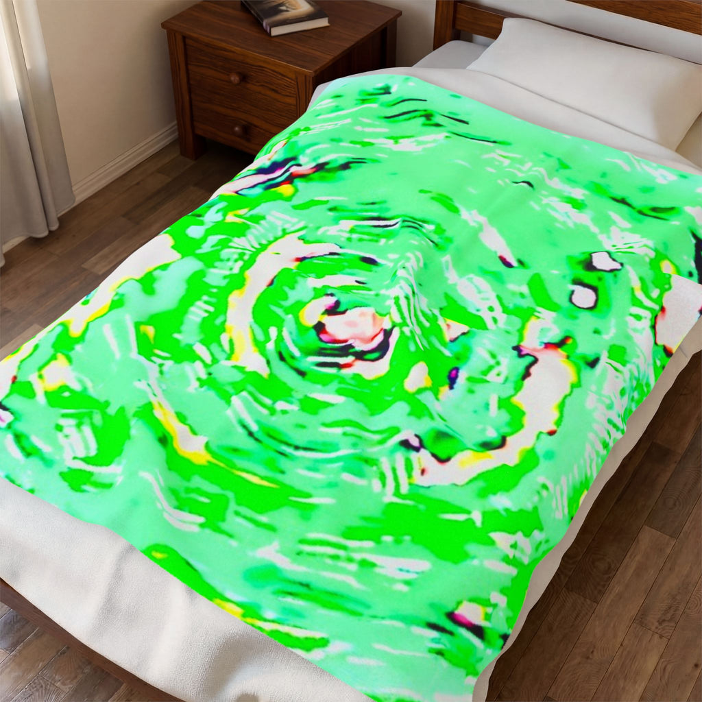 "HURRICANE"  Velveteen Plush Blanket — NEON GREEN