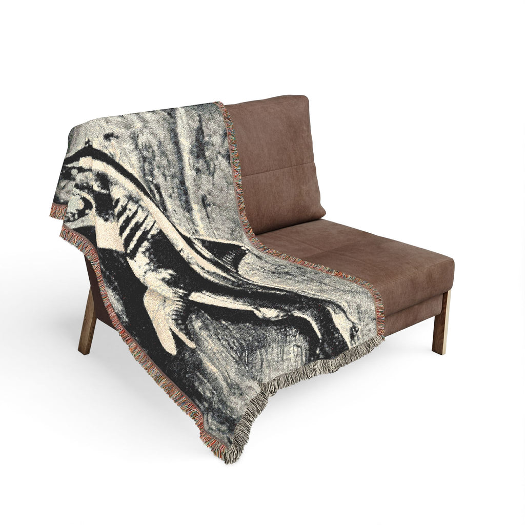 SHARK WEEK  Woven Throw Blanket —Beneath the Surface - Monochrome