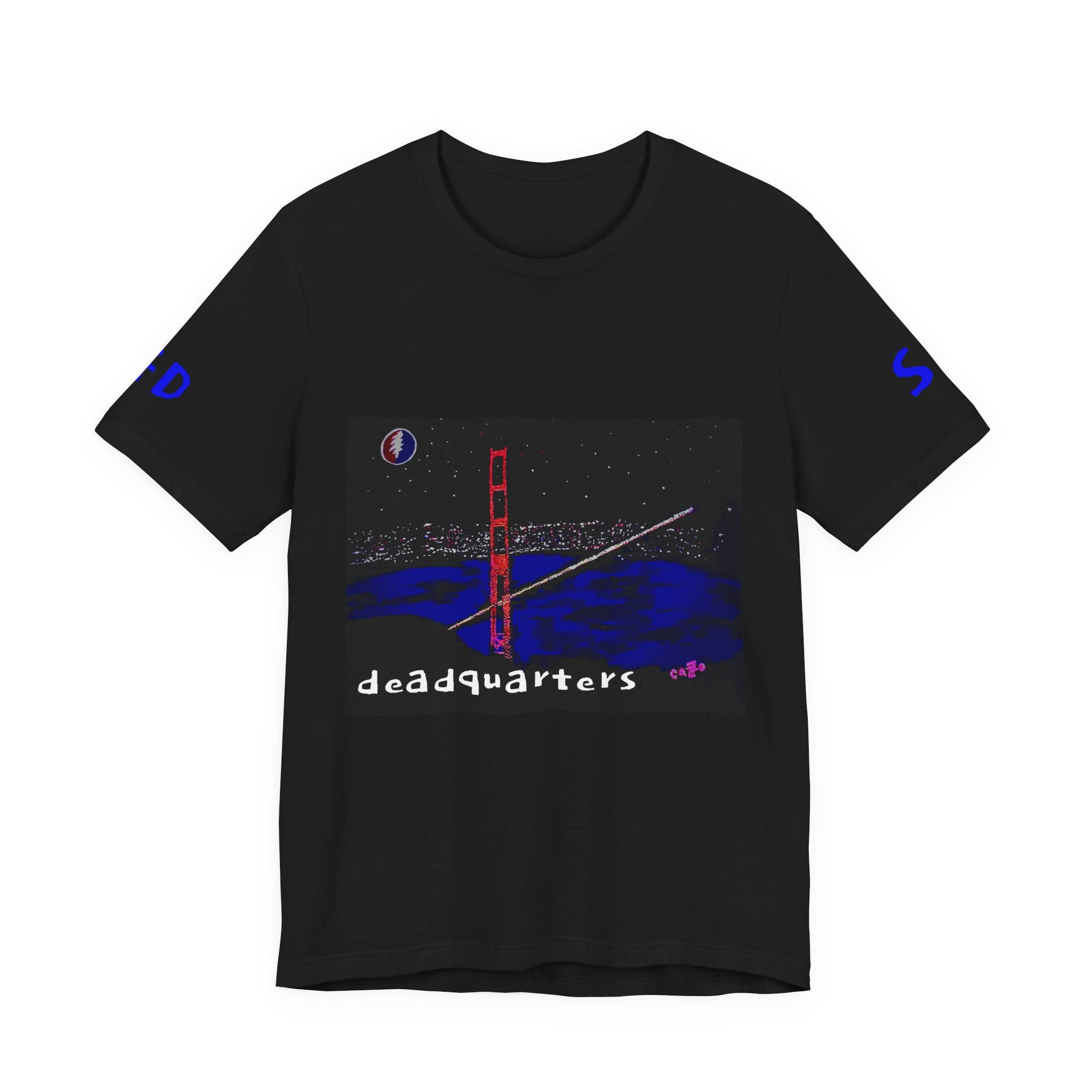 Deadquarters Tee — SF and GD on the sleeves
