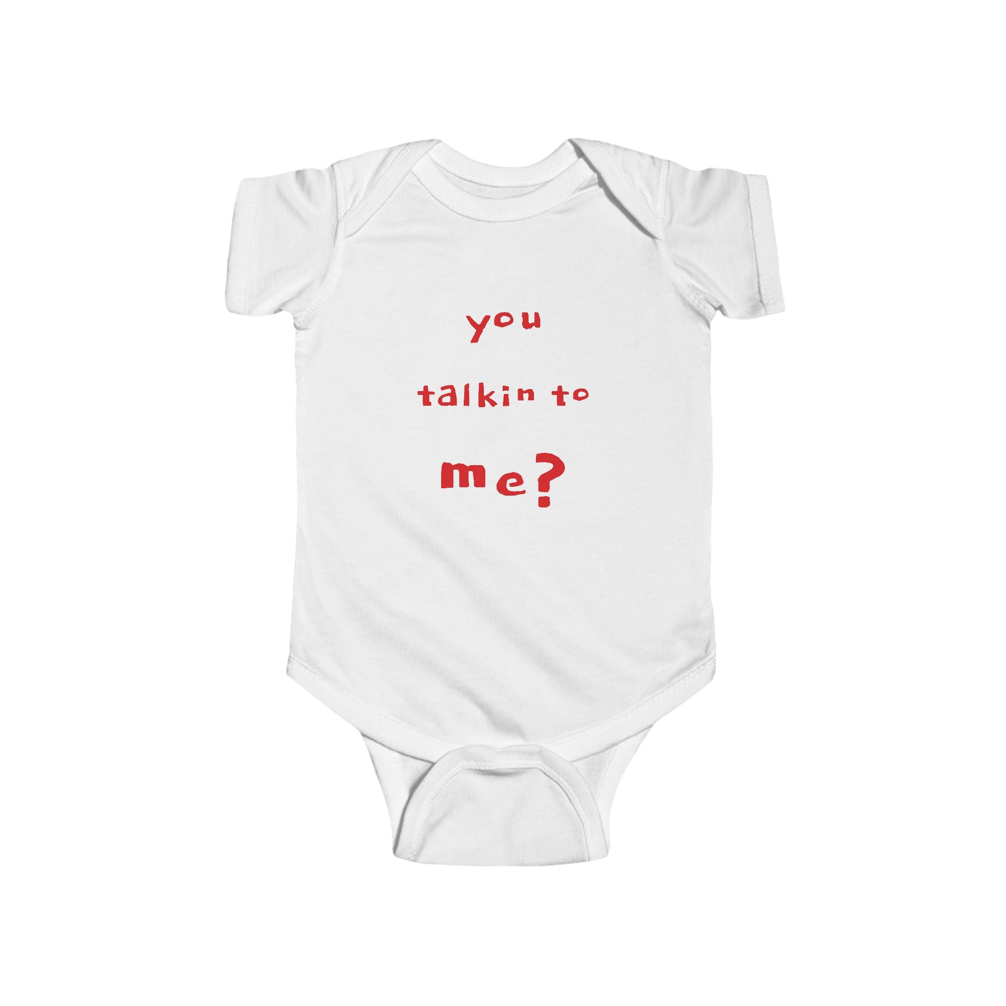 BABY TALK T SHIRT — "You Talkin' to Me?"  Funny Baby Onesie, Retro Palette Graphic