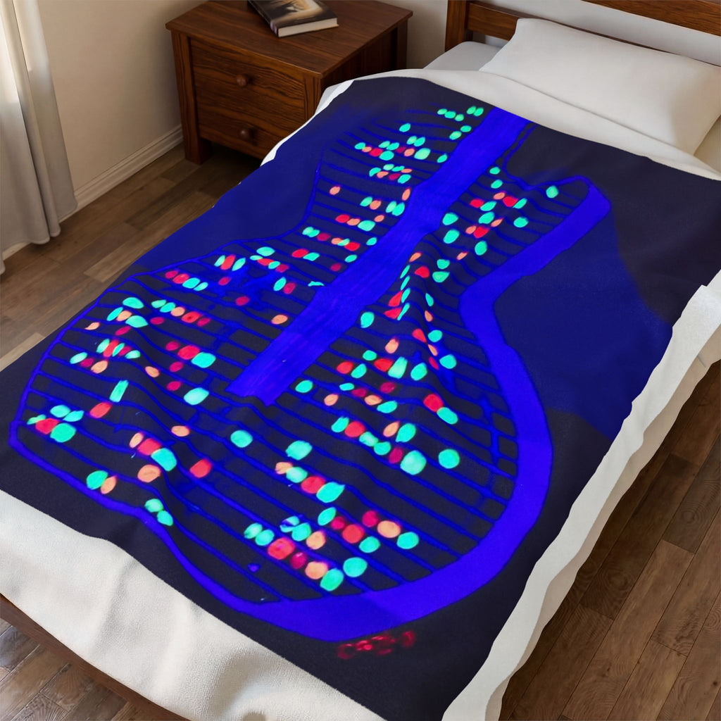 ALL AMERICAN GUITAR  Velveteen Plush Blanket — NEON (BLUE)