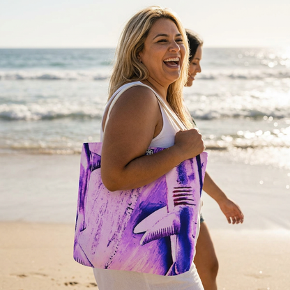 SHARK WEEK TOTE "Beneath the Surface" Purple | 13x13 $22 · 16x16 $25 · 18x18 $28