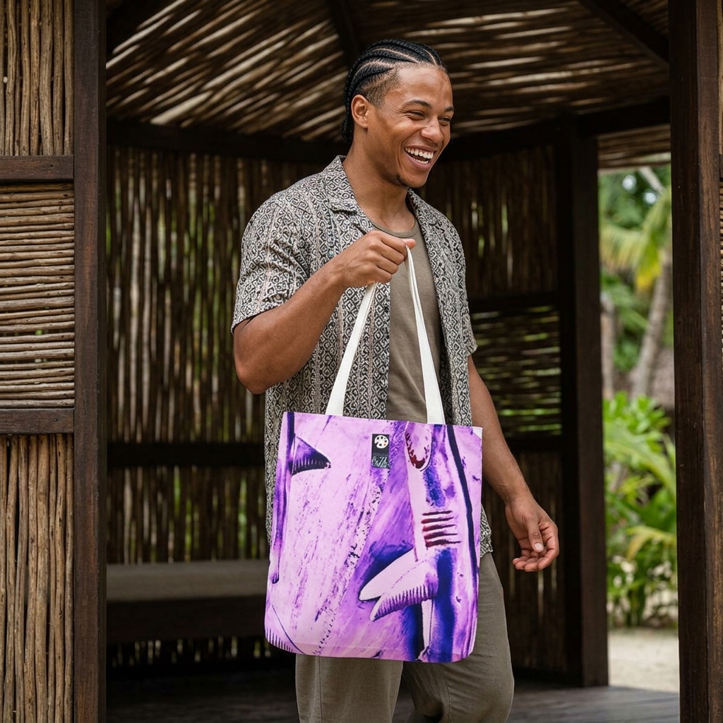 SHARK WEEK TOTE "Beneath the Surface" Purple | 13x13 $22 · 16x16 $25 · 18x18 $28
