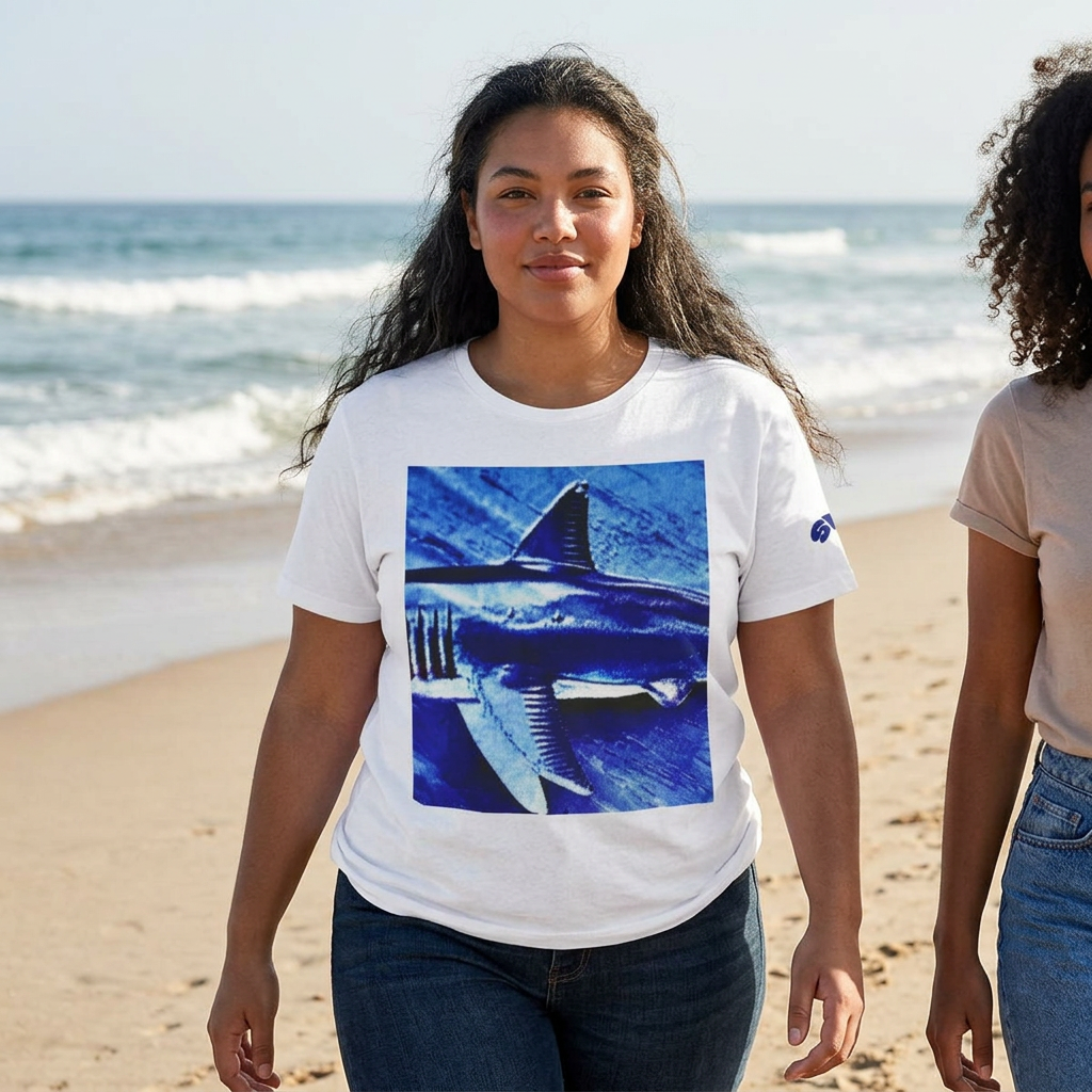 SHARK WEEK  T Shirt "Beneath the Surface" BLUE  - With SW on sleeve/logo on back