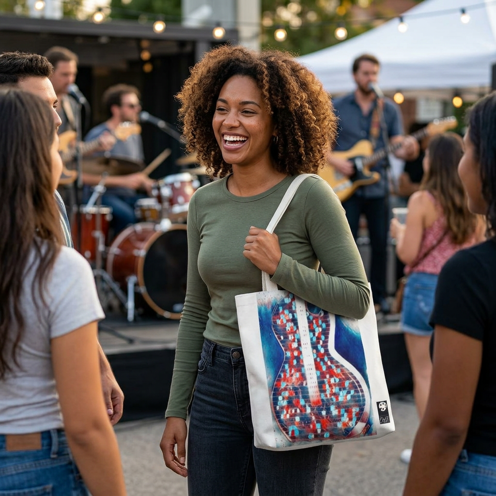 ALL-AMERICAN GUITAR TOTE  Red White and Blue Tote Bag (AOP)