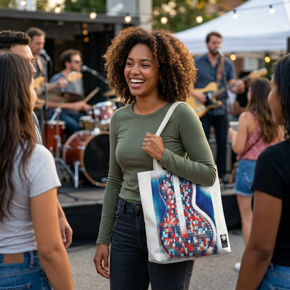 ALL-AMERICAN GUITAR TOTE  Red White and Blue Tote Bag (AOP)