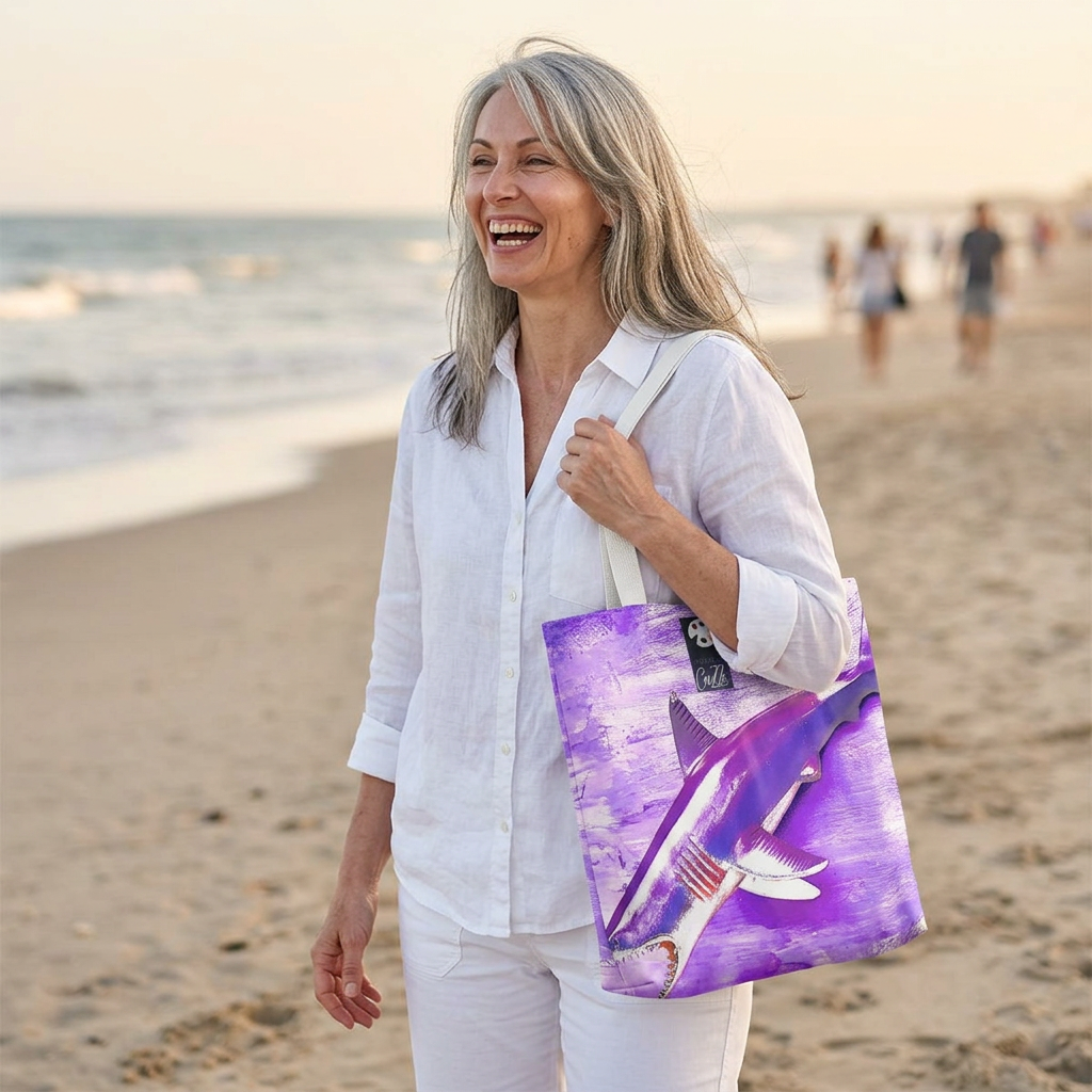 SHARK WEEK Tote "Beneath the Surface" Purple