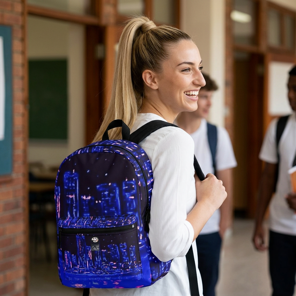 BACKPACK "BLUE CITY SKYLINE" (BLACK LIT VERSION)