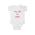 BABY TALK T SHIRT  “My IQ is 164”    Cute Baby Onesie – Novelty Newborn Gift
