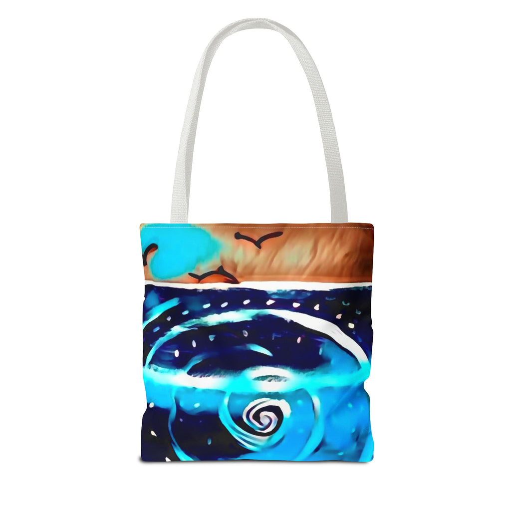 TOTE 'THE COVE"  Spiral Ocean Tote Bag — Blue Swirl Artistic Beach Tote