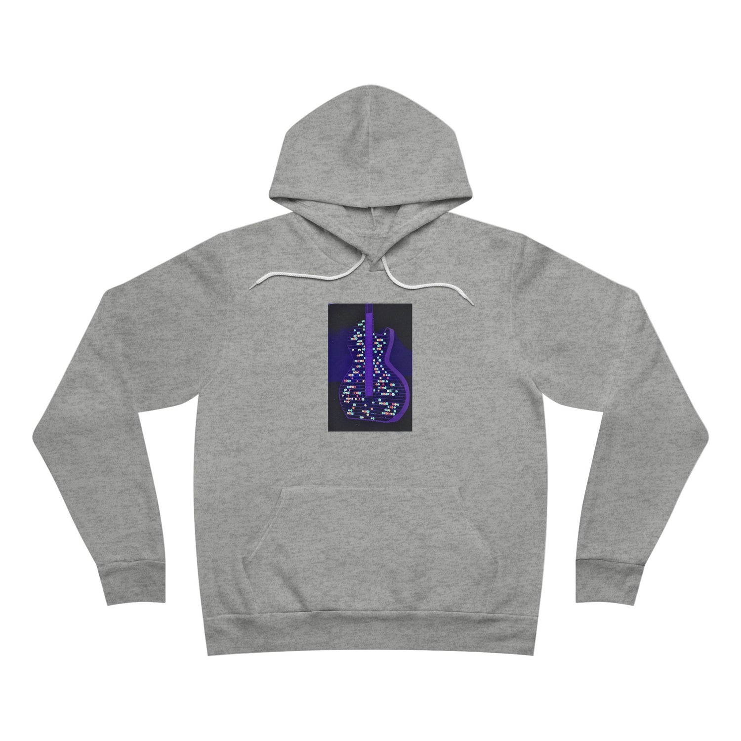 Electric Guitar Hoodie - Neon Purple Music Note Pullover