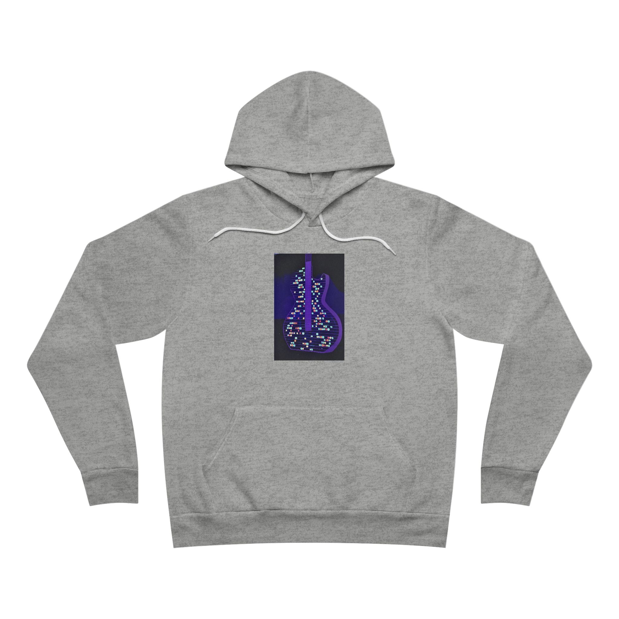Electric Guitar Hoodie - Neon Purple Music Note Pullover