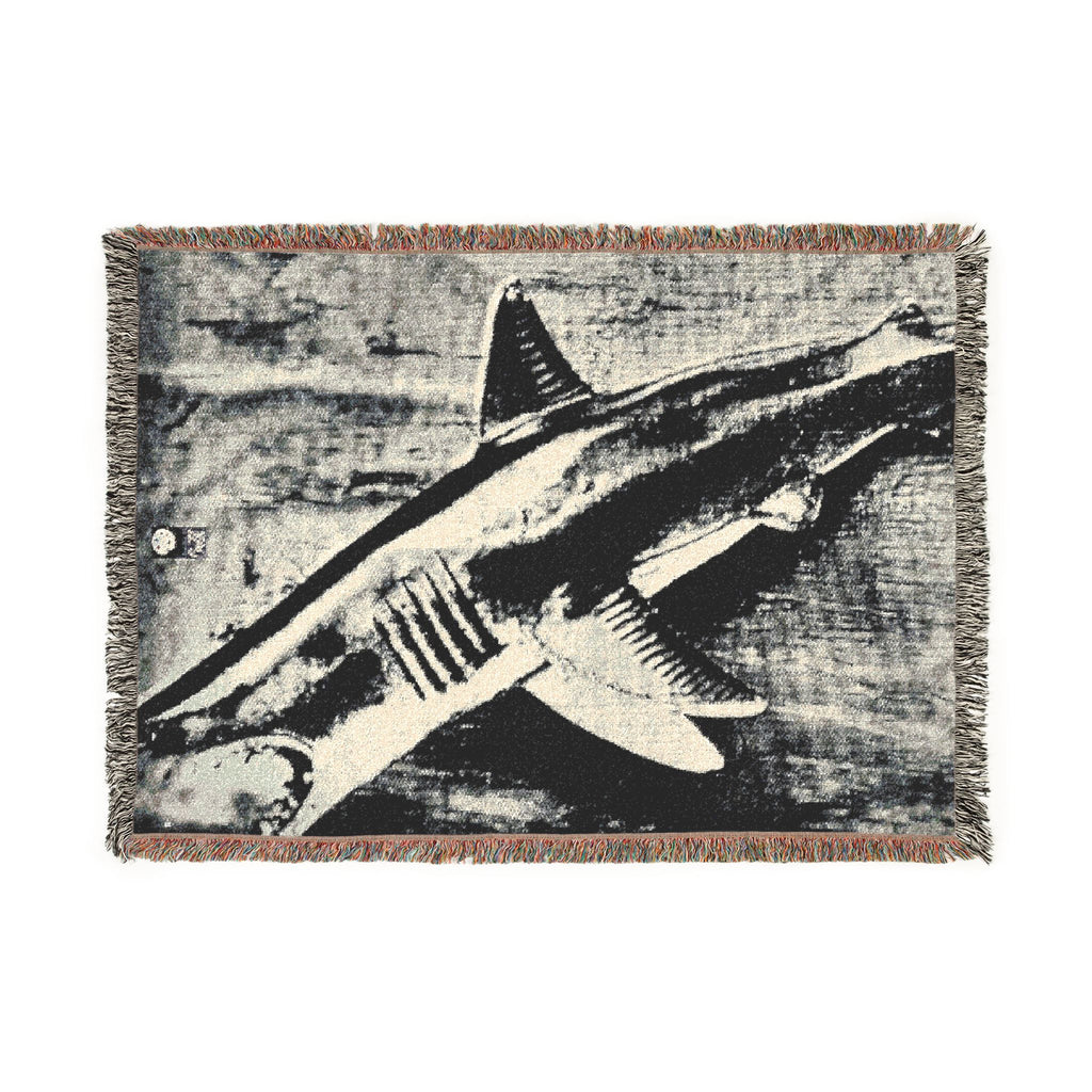 SHARK WEEK  Woven Throw Blanket —Beneath the Surface - Monochrome