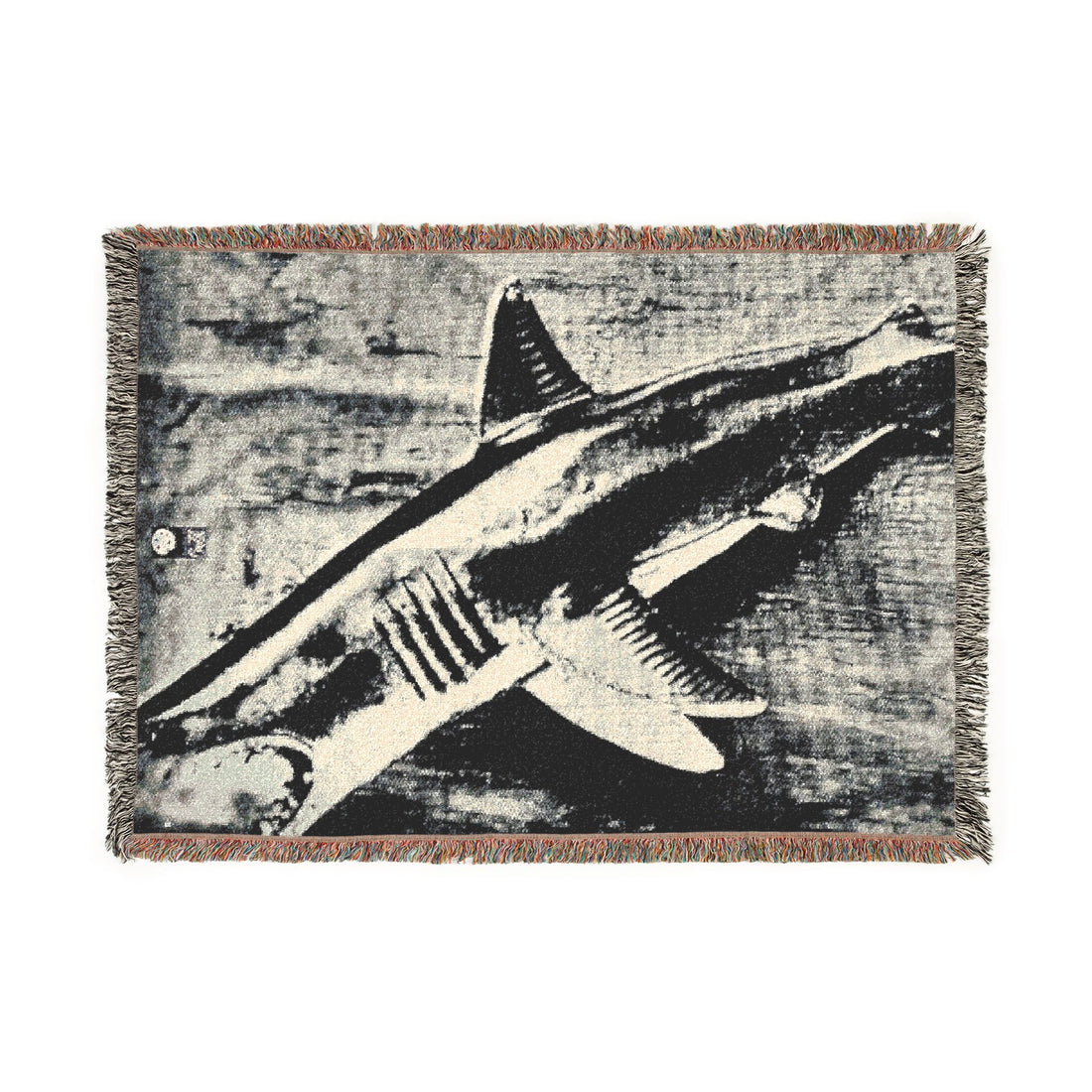 SHARK WEEK  Woven Throw Blanket —Beneath the Surface - Monochrome