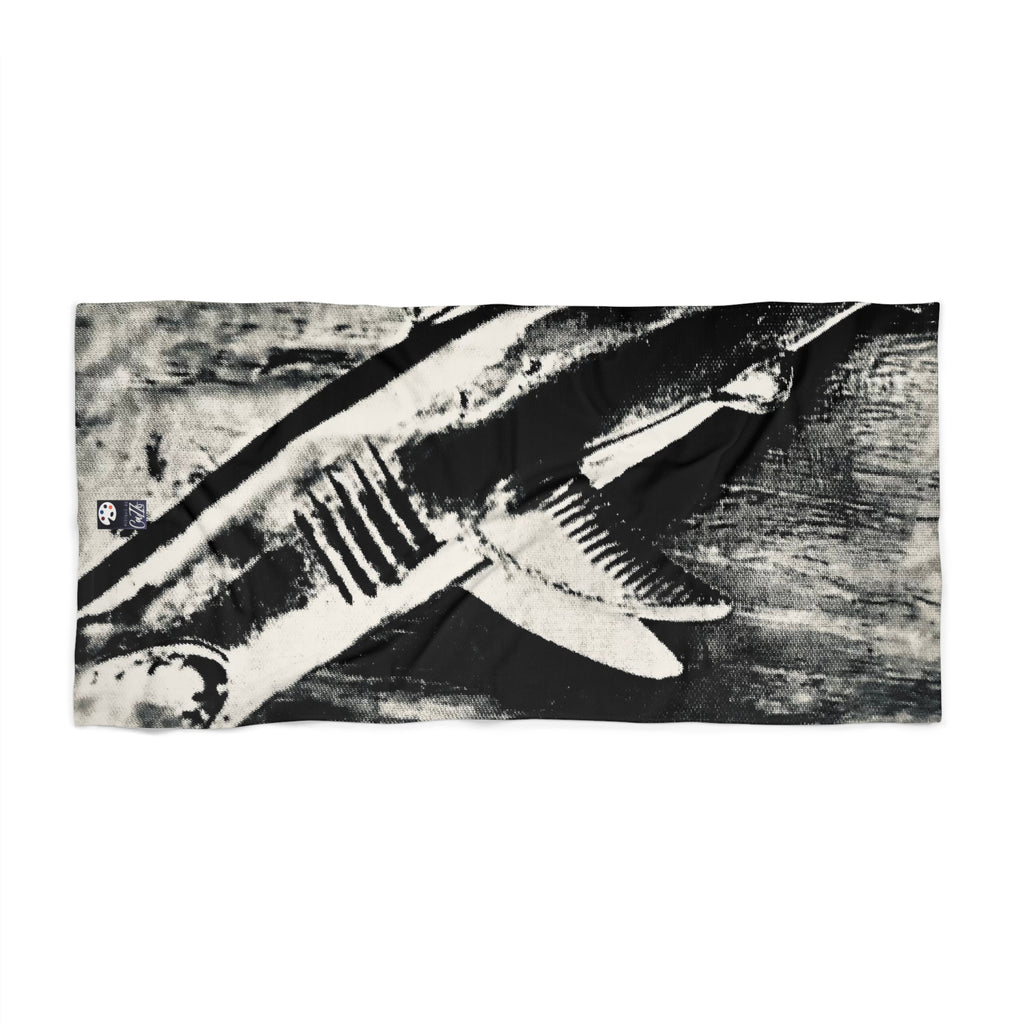 SHARK WEEK BEACH TOWEL – Monochrome "Beneath the Surface"