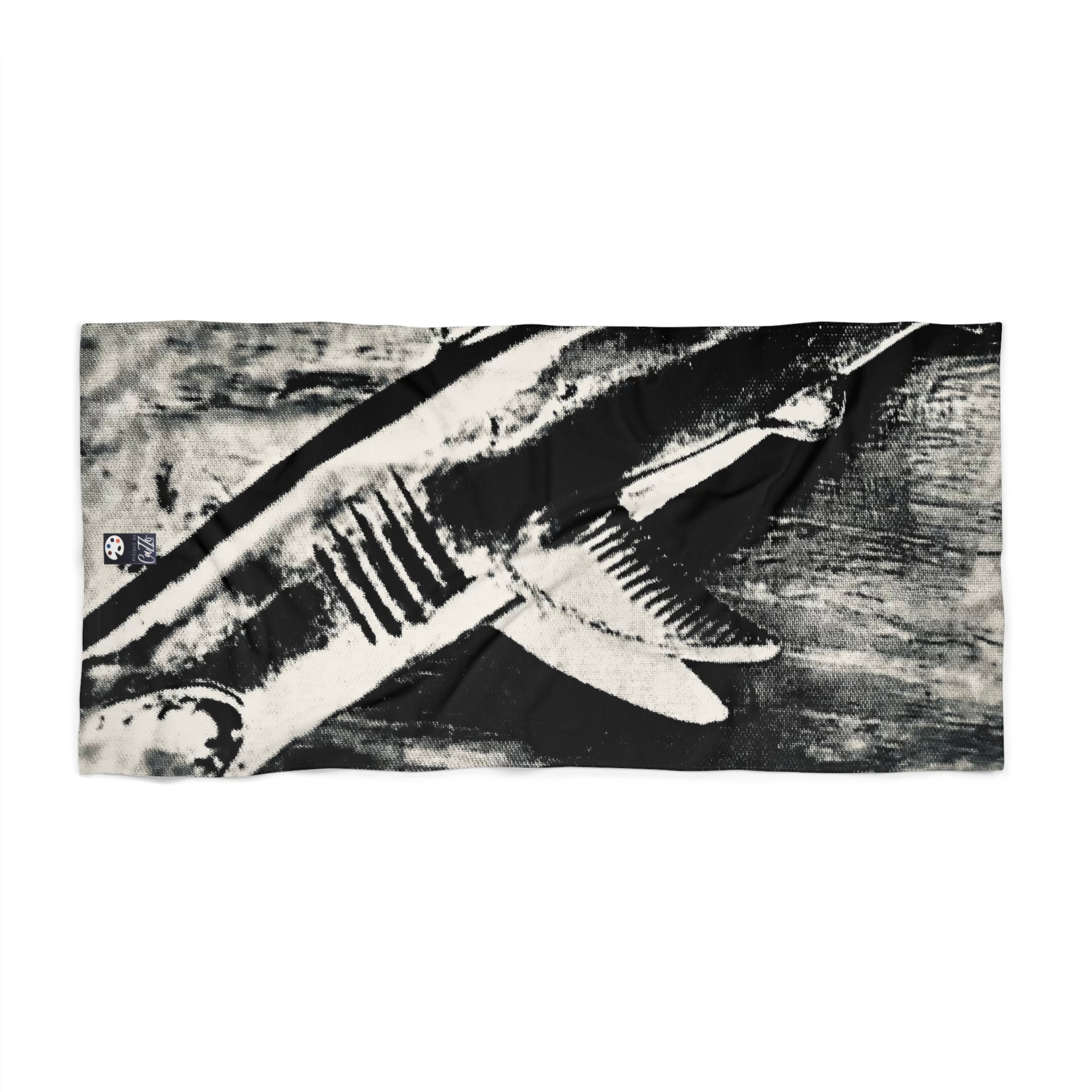 SHARK WEEK BEACH TOWEL – Monochrome "Beneath the Surface"