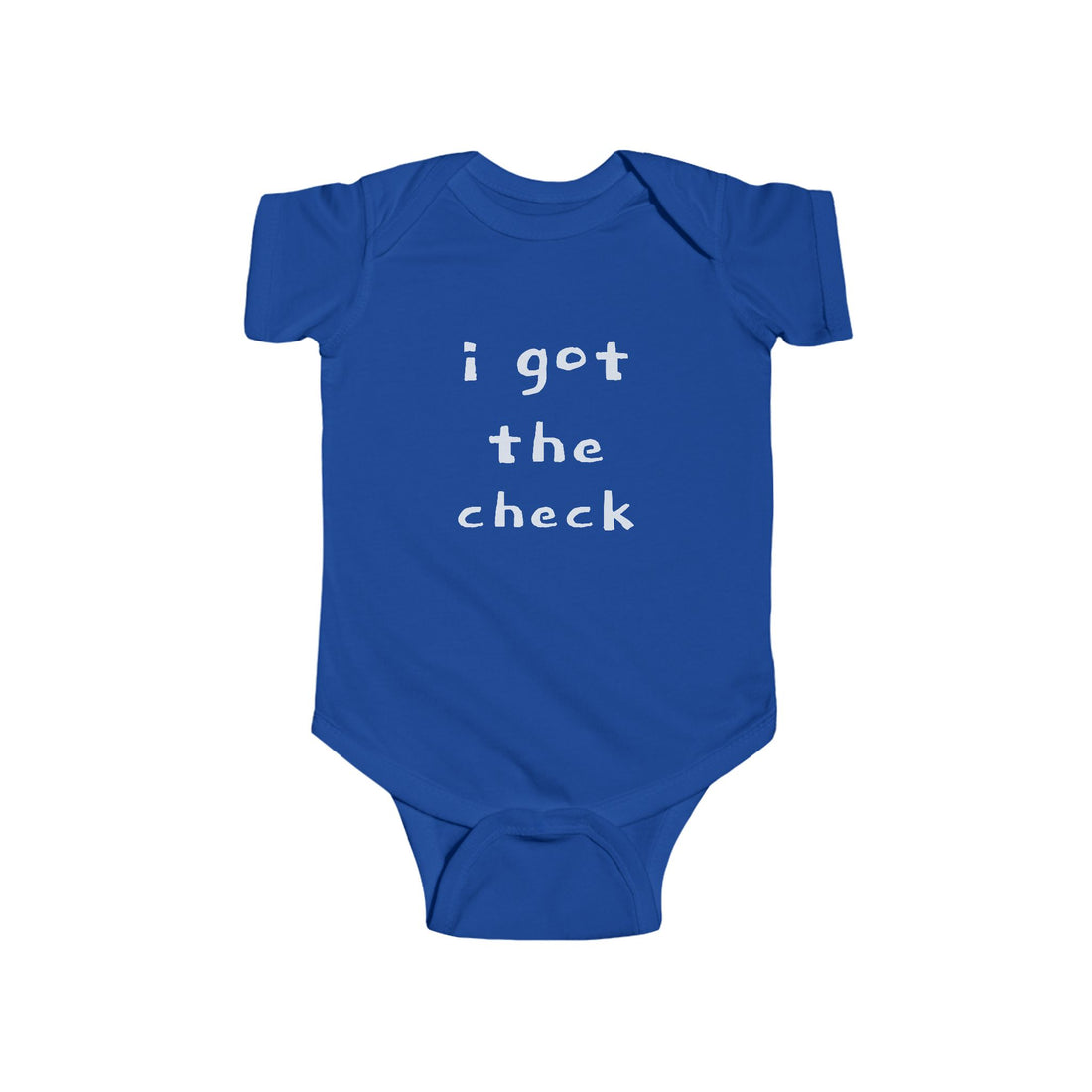 "BABY TALK TEES"  0.24 MONTHS  "I got the check" Baby Onesie