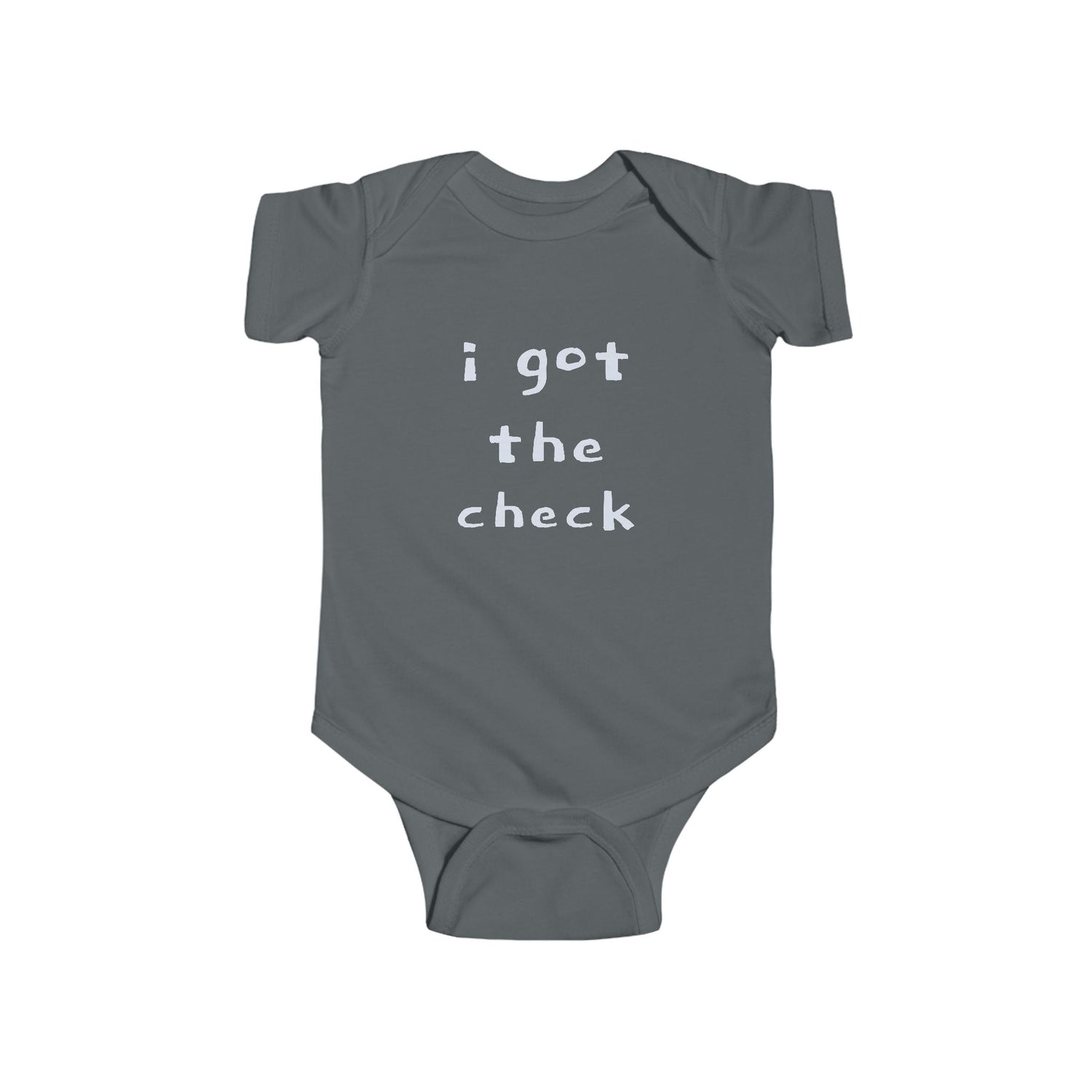 "BABY TALK TEES"  0.24 MONTHS  "I got the check" Baby Onesie