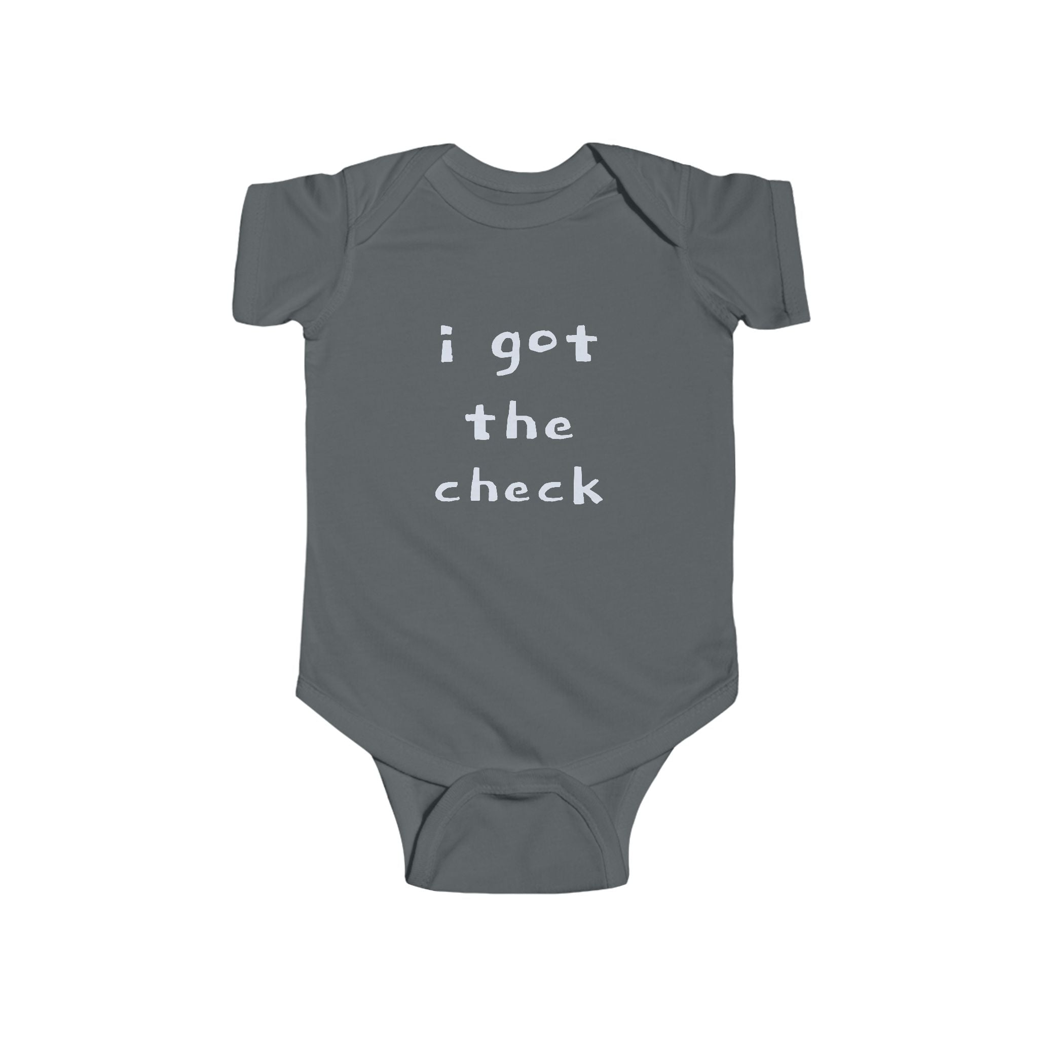 "BABY TALK TEES"  0.24 MONTHS  "I got the check" Baby Onesie