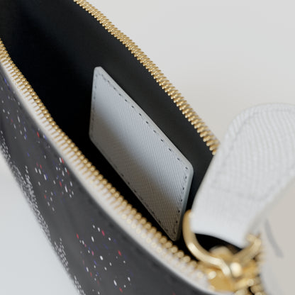NYC Night Skyline Mini Clutch — Sparkling Cityscape Zipper Pouch