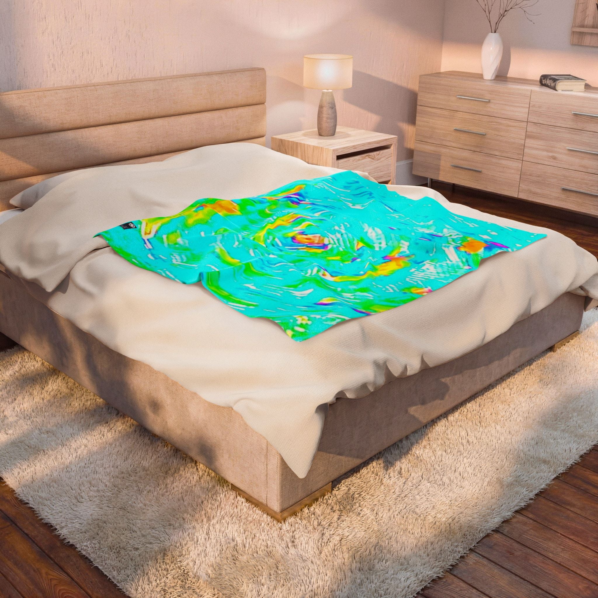 "HURRICANE"  Velveteen Plush Blanket — TEAL