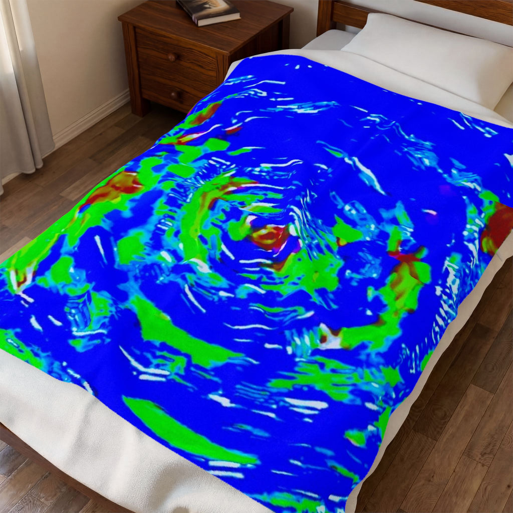 "HURRICANE"  Velveteen Plush Blanket — BLUE