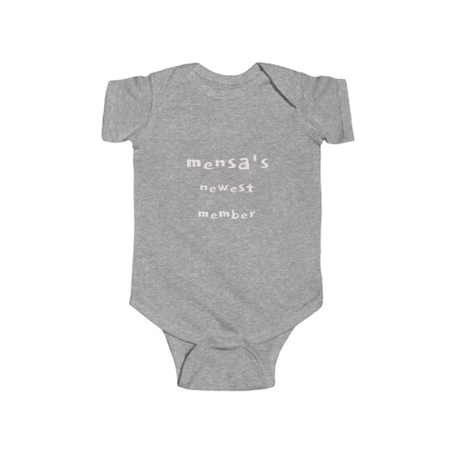 "BABY TALK TEES" 0 TO 24 months  "Mensa's Newest Member"    Baby Onesie