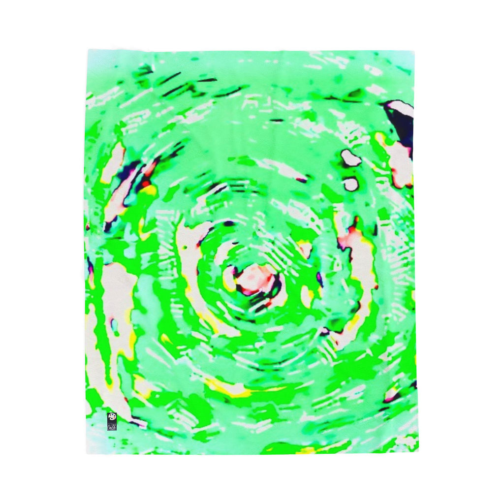 "HURRICANE"  Velveteen Plush Blanket — NEON GREEN