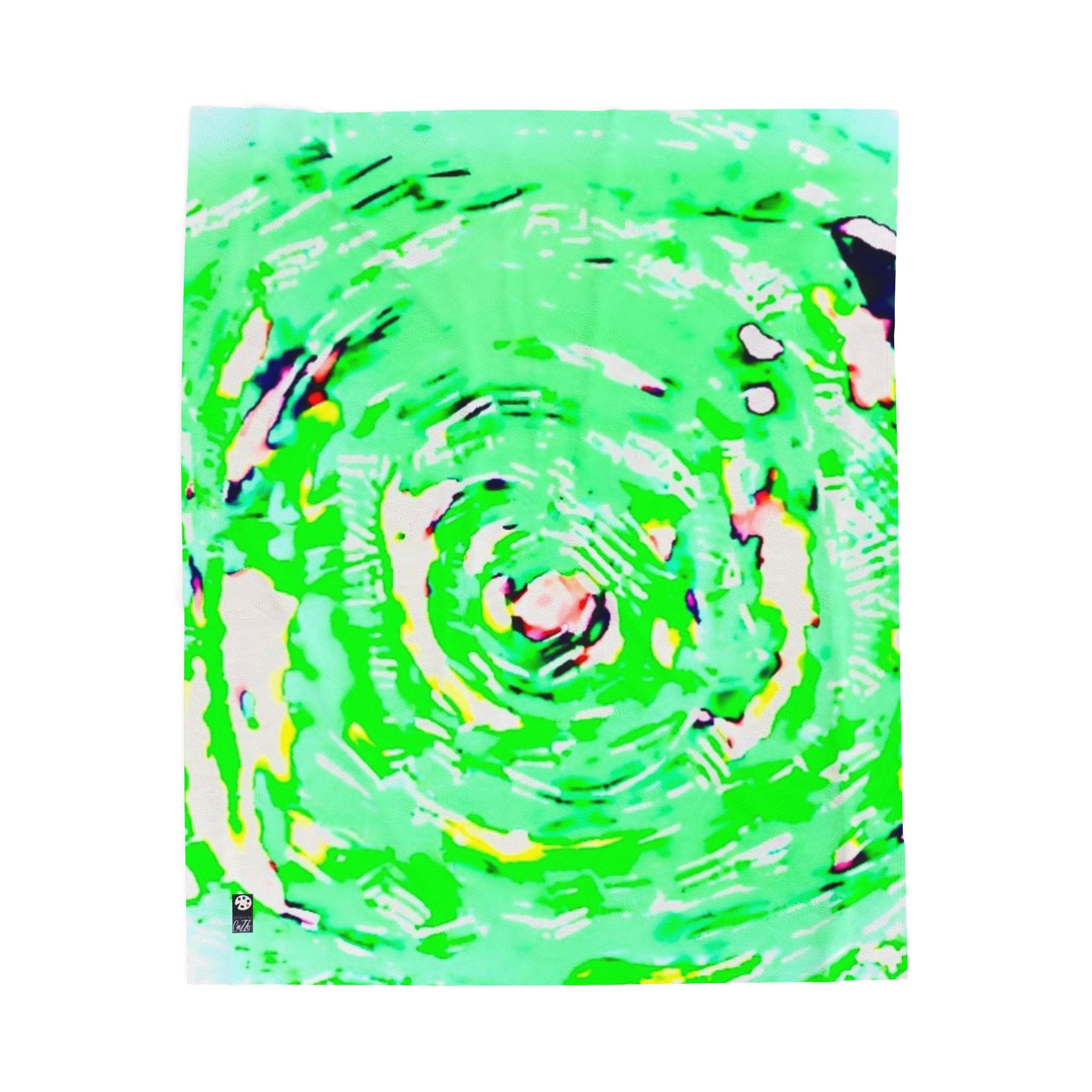 "HURRICANE"  Velveteen Plush Blanket — NEON GREEN